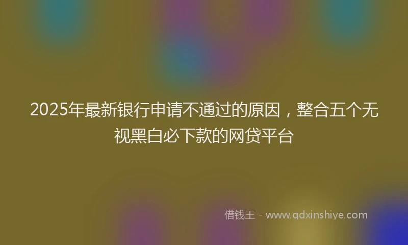2025年最新银行申请不通过的原因，整合五个无视黑白必下款的网贷平台