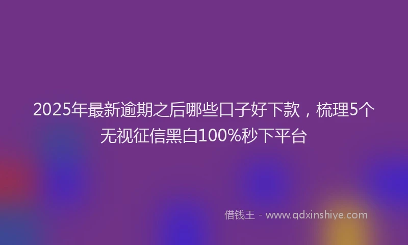 2025年最新逾期之后哪些口子好下款，梳理5个无视征信黑白100%秒下平台