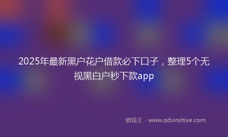 2025年最新黑户花户借款必下口子，整理5个无视黑白户秒下款app
