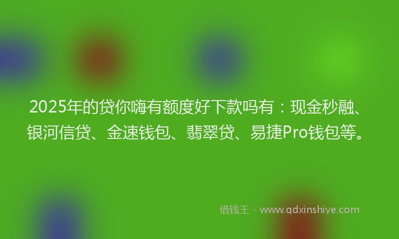 2025年的贷你嗨有额度好下款吗有：现金秒融、银河信贷、金速钱包、翡翠贷、易捷Pro钱包等。