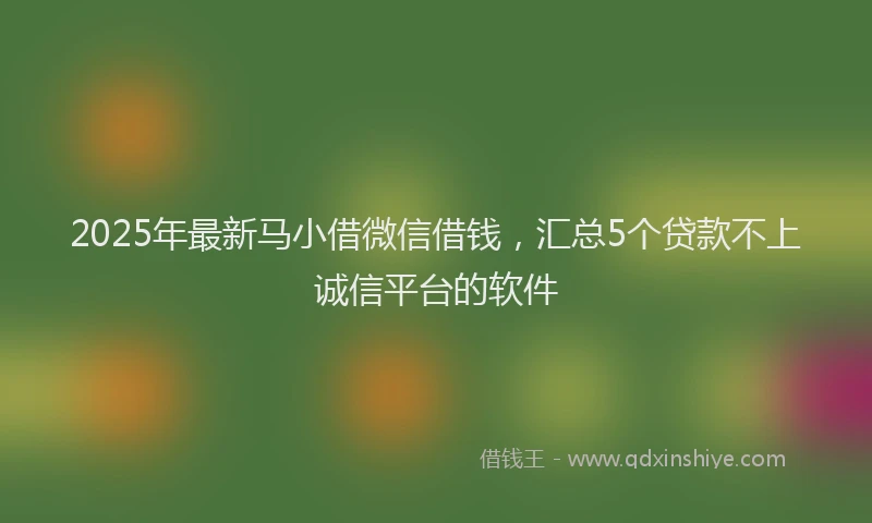 2025年最新马小借微信借钱，汇总5个贷款不上诚信平台的软件