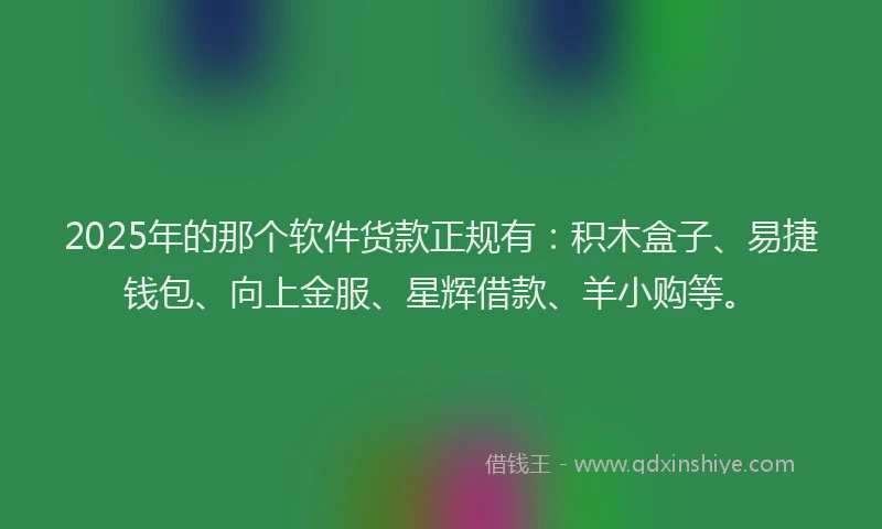 2025年的那个软件货款正规有：积木盒子、易捷钱包、向上金服、星辉借款、羊小购等。