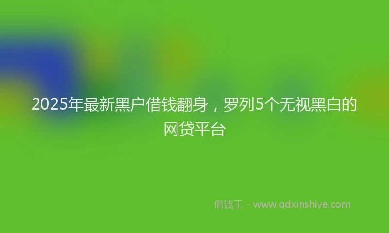 2025年最新黑户借钱翻身，罗列5个无视黑白的网贷平台