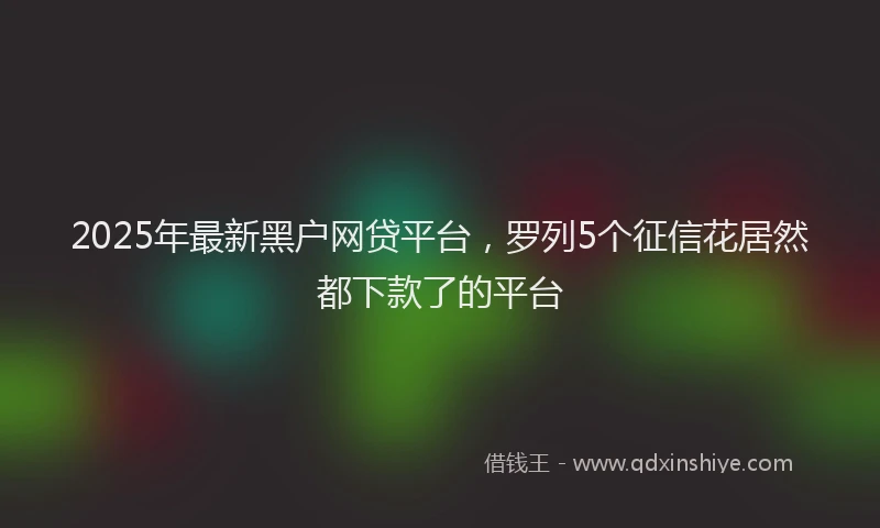 2025年最新黑户网贷平台，罗列5个征信花居然都下款了的平台