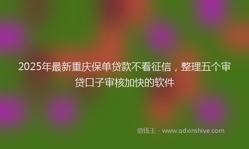 2025年最新重庆保单贷款不看征信，整理五个审贷口子审核加快的软件