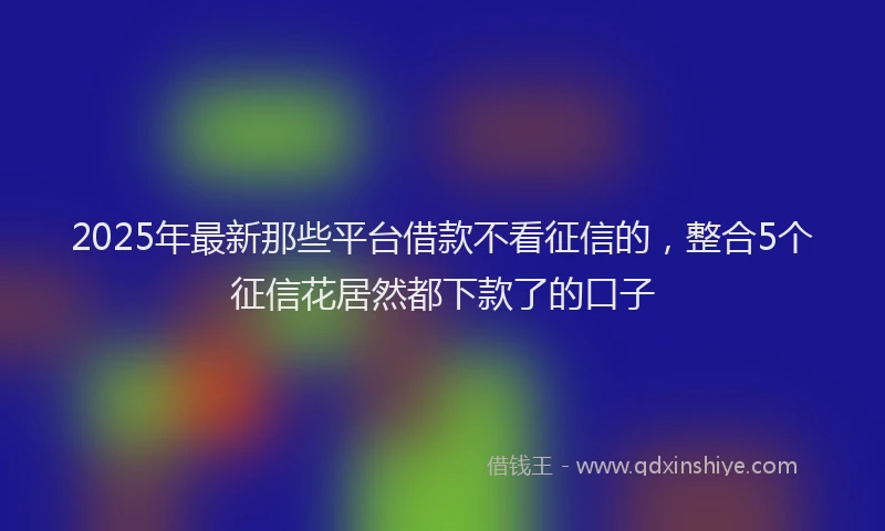 2025年最新那些平台借款不看征信的，整合5个征信花居然都下款了的口子