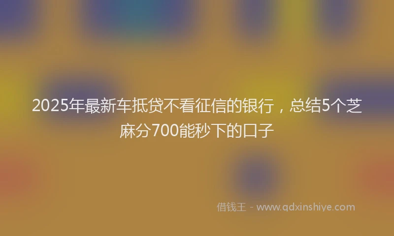 2025年最新车抵贷不看征信的银行，总结5个芝麻分700能秒下的口子