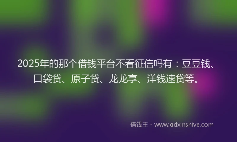 2025年的那个借钱平台不看征信吗有：豆豆钱、口袋贷、原子贷、龙龙享、洋钱速贷等。