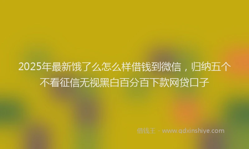 2025年最新饿了么怎么样借钱到微信，归纳五个不看征信无视黑白百分百下款网贷口子