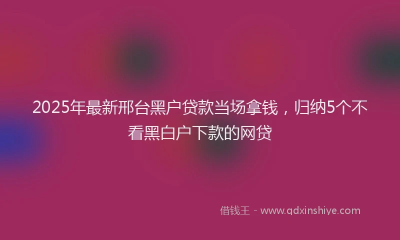 2025年最新邢台黑户贷款当场拿钱，归纳5个不看黑白户下款的网贷
