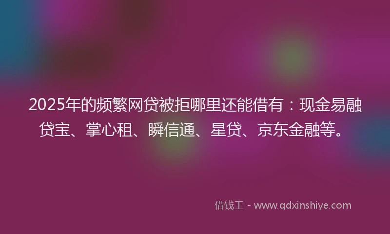 2025年的频繁网贷被拒哪里还能借有：现金易融贷宝、掌心租、瞬信通、星贷、京东金融等。