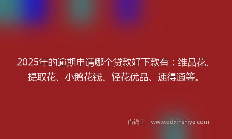 2025年的逾期申请哪个贷款好下款有：维品花、提取花、小鹅花钱、轻花优品、速得通等。