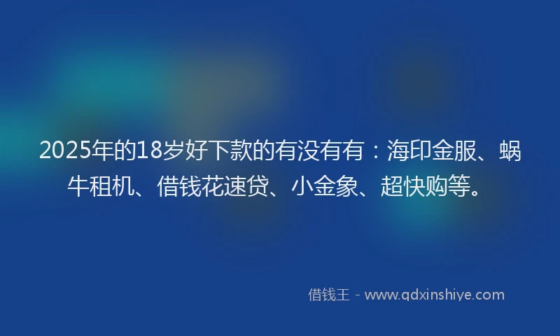 2025年的18岁好下款的有没有有：海印金服、蜗牛租机、借钱花速贷、小金象、超快购等。