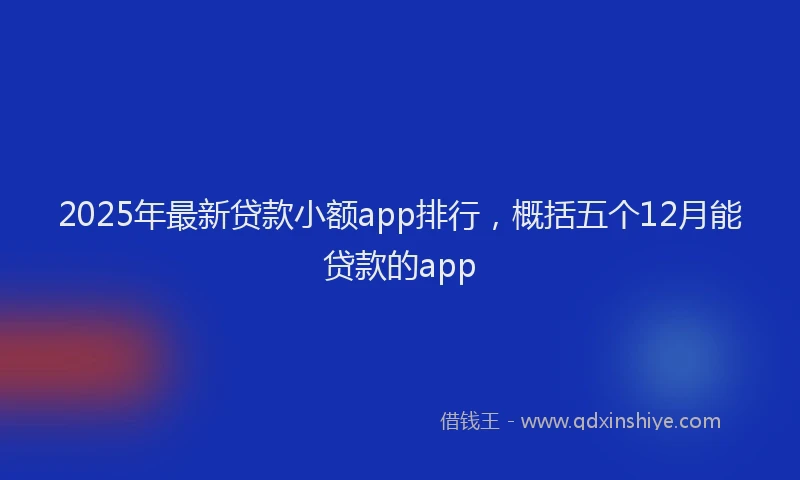 2025年最新贷款小额app排行，概括五个12月能贷款的app