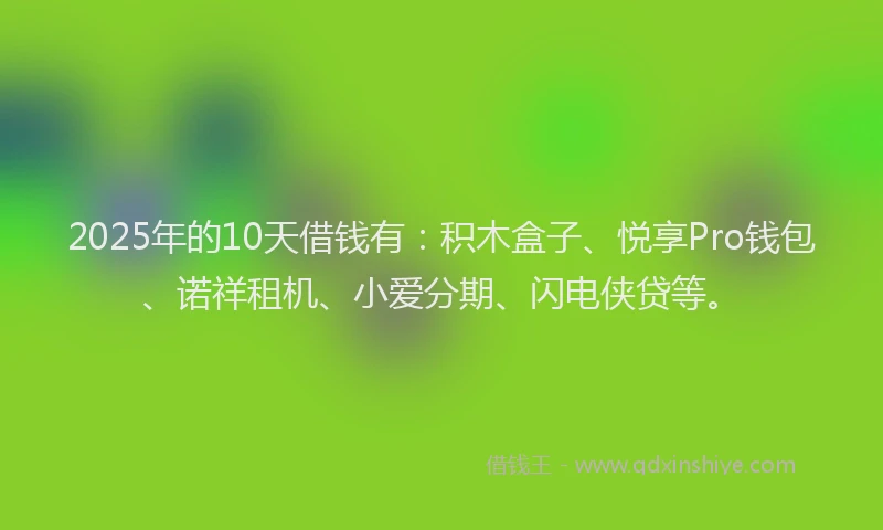 2025年的10天借钱有：积木盒子、悦享Pro钱包、诺祥租机、小爱分期、闪电侠贷等。