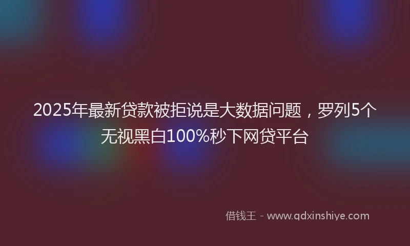 2025年最新贷款被拒说是大数据问题，罗列5个无视黑白100%秒下网贷平台
