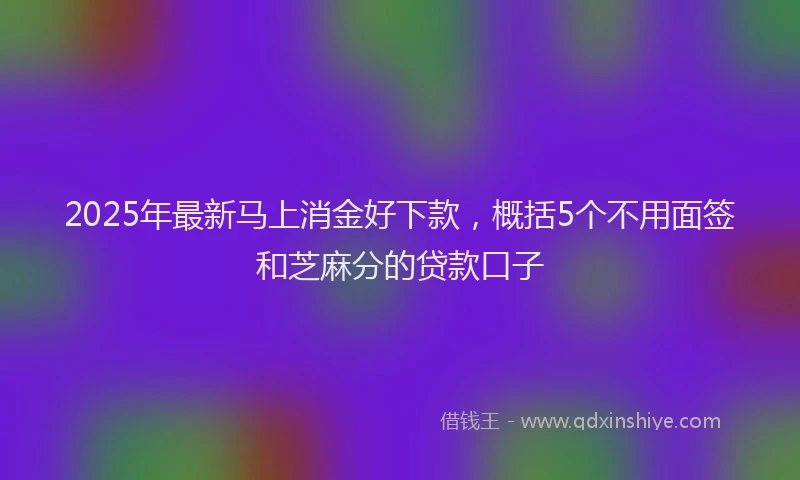2025年最新马上消金好下款，概括5个不用面签和芝麻分的贷款口子