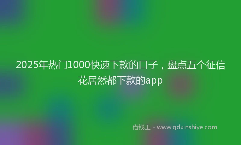 2025年热门1000快速下款的口子，盘点五个征信花居然都下款的app