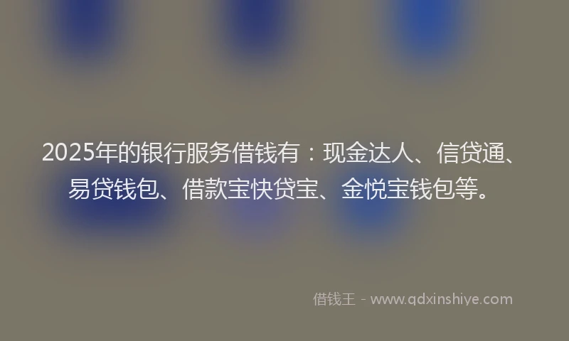 2025年的银行服务借钱有：现金达人、信贷通、易贷钱包、借款宝快贷宝、金悦宝钱包等。