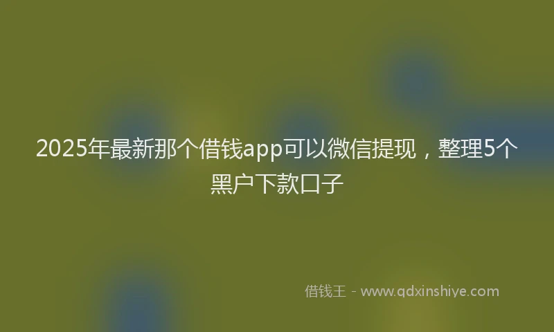2025年最新那个借钱app可以微信提现，整理5个黑户下款口子