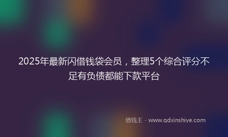 2025年最新闪借钱袋会员，整理5个综合评分不足有负债都能下款平台