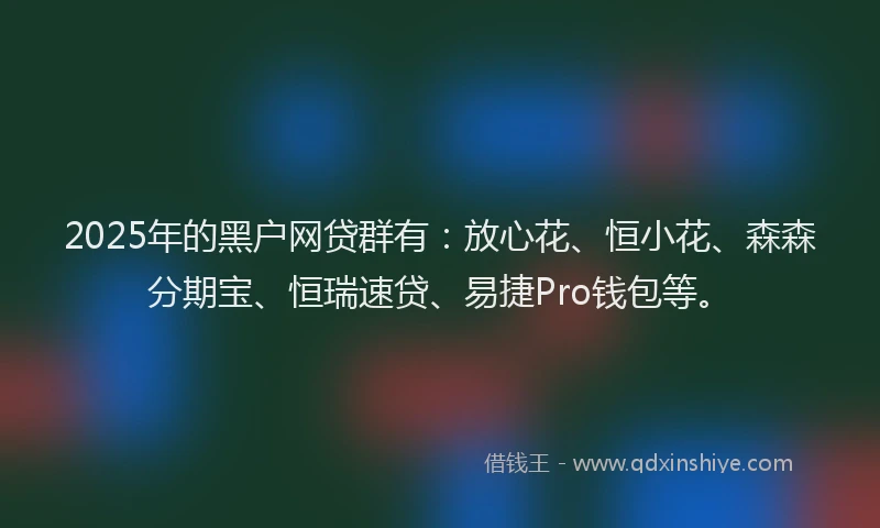 2025年的黑户网贷群有：放心花、恒小花、森森分期宝、恒瑞速贷、易捷Pro钱包等。