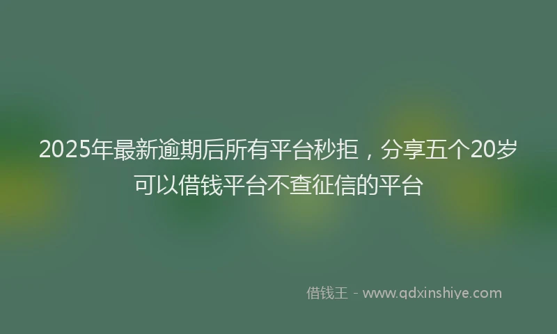 2025年最新逾期后所有平台秒拒，分享五个20岁可以借钱平台不查征信的平台