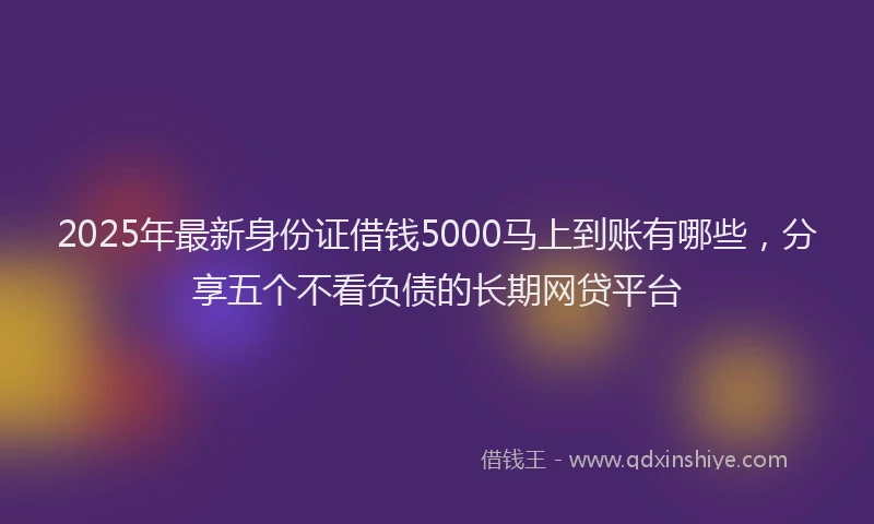 2025年最新身份证借钱5000马上到账有哪些，分享五个不看负债的长期网贷平台