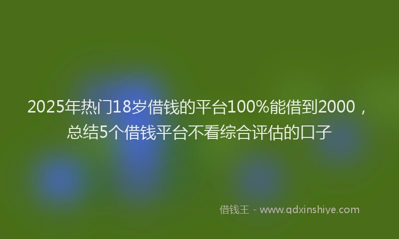 2025年热门18岁借钱的平台100%能借到2000，总结5个借钱平台不看综合评估的口子