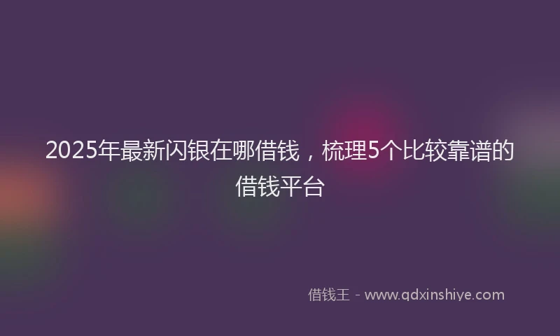 2025年最新闪银在哪借钱，梳理5个比较靠谱的借钱平台