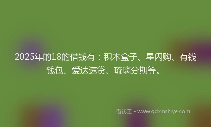 2025年的18的借钱有：积木盒子、星闪购、有钱钱包、爱达速贷、琉璃分期等。
