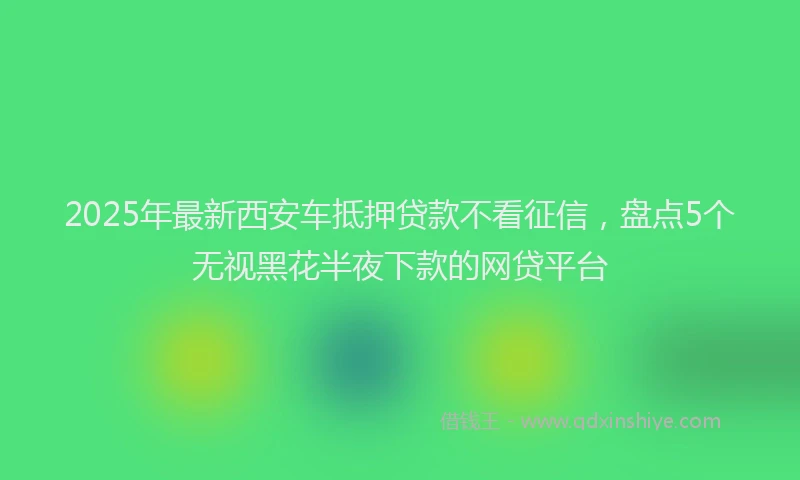 2025年最新西安车抵押贷款不看征信，盘点5个无视黑花半夜下款的网贷平台