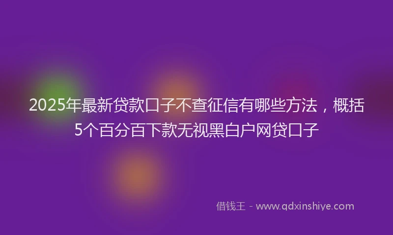 2025年最新贷款口子不查征信有哪些方法，概括5个百分百下款无视黑白户网贷口子