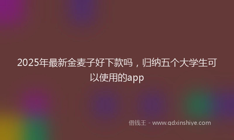 2025年最新金麦子好下款吗，归纳五个大学生可以使用的app