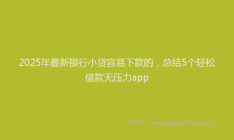 2025年最新银行小贷容易下款的，总结5个轻松借款无压力app