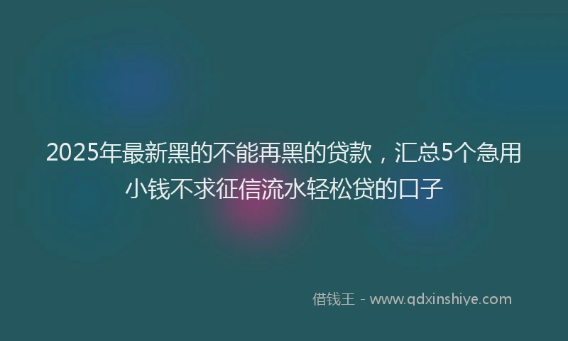 2025年最新黑的不能再黑的贷款，汇总5个急用小钱不求征信流水轻松贷的口子