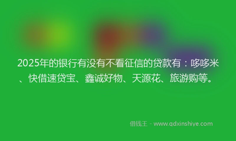2025年的银行有没有不看征信的贷款有：哆哆米、快借速贷宝、鑫诚好物、天源花、旅游购等。