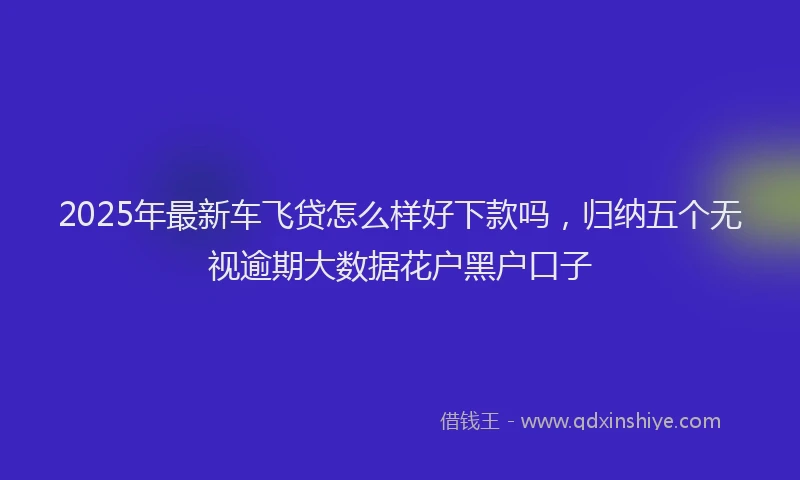 2025年最新车飞贷怎么样好下款吗，归纳五个无视逾期大数据花户黑户口子