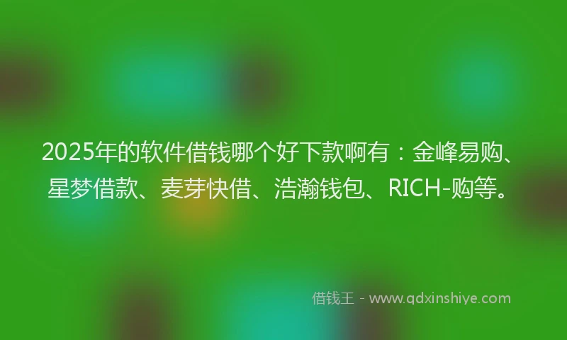 2025年的软件借钱哪个好下款啊有：金峰易购、星梦借款、麦芽快借、浩瀚钱包、RICH-购等。