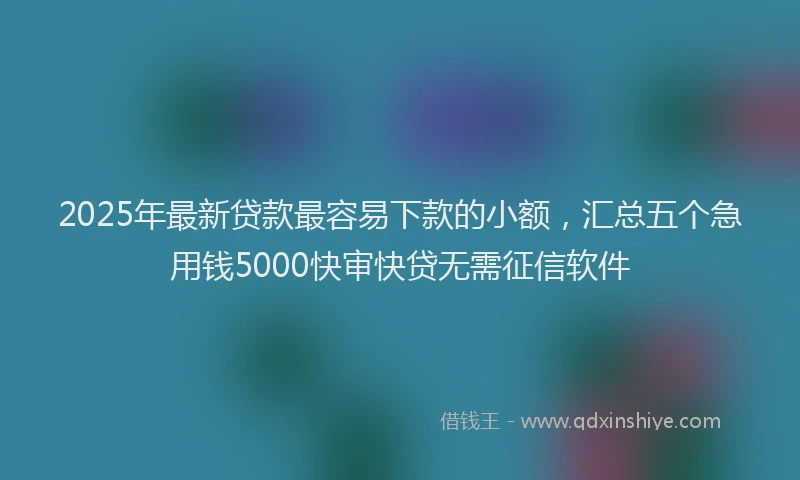 2025年最新贷款最容易下款的小额，汇总五个急用钱5000快审快贷无需征信软件