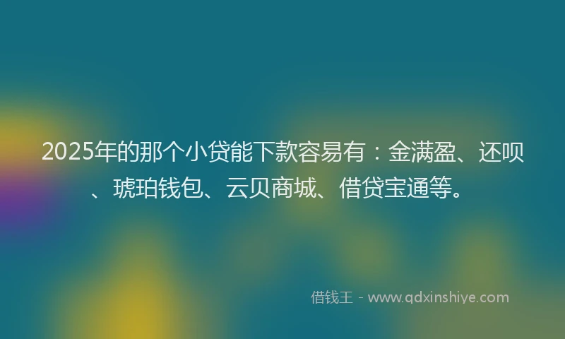 2025年的那个小贷能下款容易有：金满盈、还呗、琥珀钱包、云贝商城、借贷宝通等。