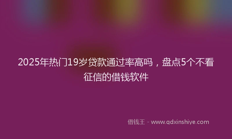 2025年热门19岁贷款通过率高吗，盘点5个不看征信的借钱软件