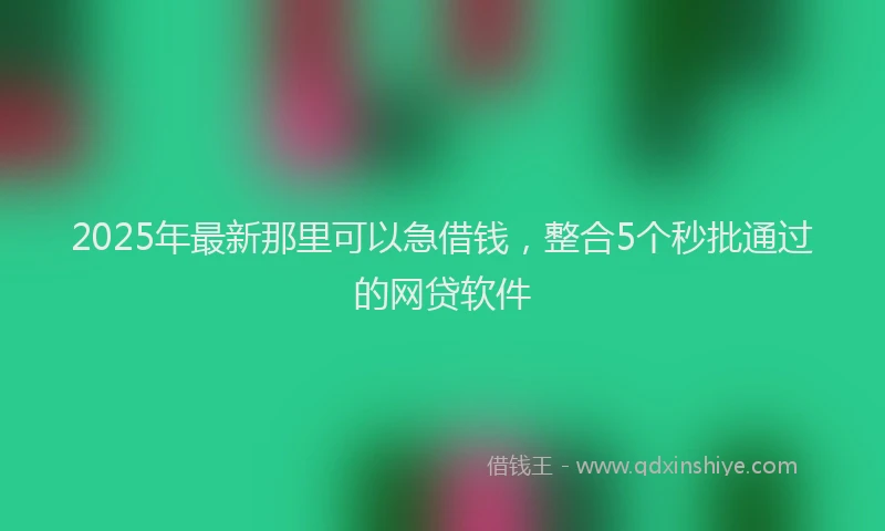 2025年最新那里可以急借钱，整合5个秒批通过的网贷软件
