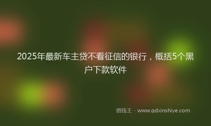 2025年最新车主贷不看征信的银行，概括5个黑户下款软件