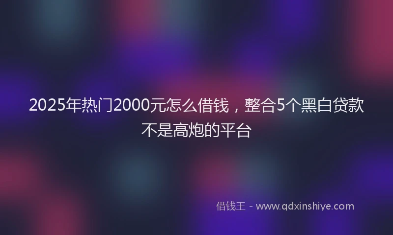 2025年热门2000元怎么借钱，整合5个黑白贷款不是高炮的平台