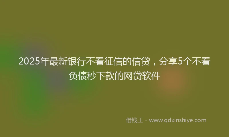 2025年最新银行不看征信的信贷，分享5个不看负债秒下款的网贷软件