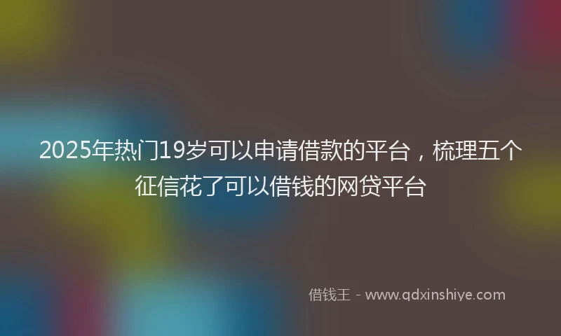 2025年热门19岁可以申请借款的平台，梳理五个征信花了可以借钱的网贷平台