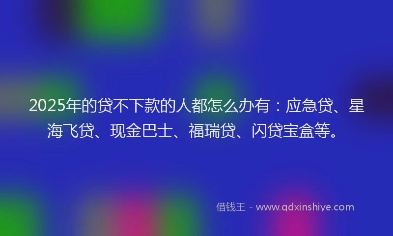 2025年的贷不下款的人都怎么办有：应急贷、星海飞贷、现金巴士、福瑞贷、闪贷宝盒等。