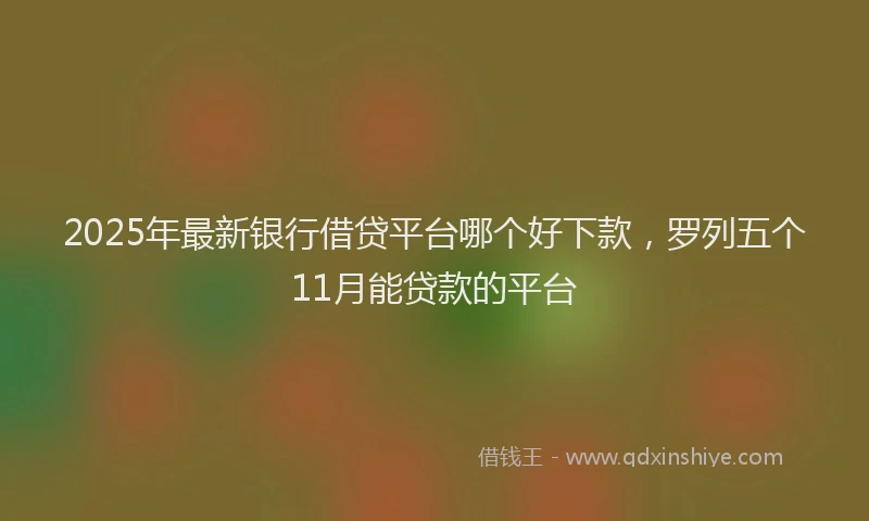 2025年最新银行借贷平台哪个好下款，罗列五个11月能贷款的平台