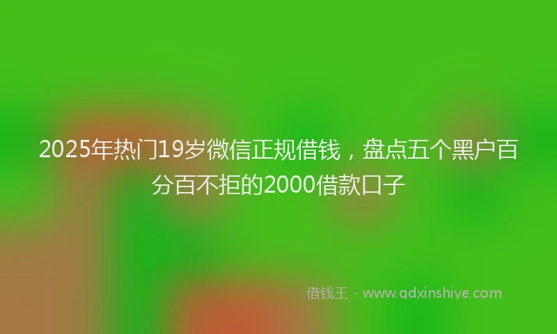 2025年热门19岁微信正规借钱，盘点五个黑户百分百不拒的2000借款口子